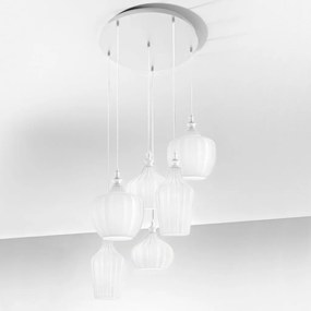 Lustra cu 6 pendule CLEOFE ambra, alb sau multicolor
