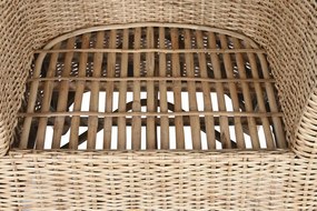 Fotoliu din rattan natural împletit manual cu pernă de șezut, 67×64×86 cm, „Palma"