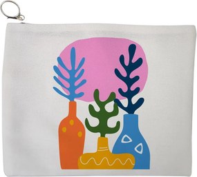 Portfard Cosmetice tip Plic, model Gradina Abstracta, 23x18 cm, Alb, BEKZ®