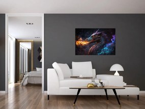 Tablou - Dragon scuipând flăcări (90x60 cm)