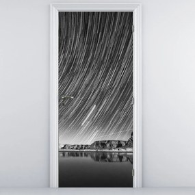 Fototapet pentru ușă - Cerul înstelat alb-negru (95x205cm)