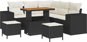 vidaXL Set de canapele pentru grădină 8 pcs Negru și Crem poliratan