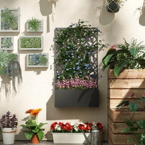 Outsunny Jardinieră cu spalier, ghiveci pentru plante cățărătoare, legume, flori din metal 61 x 23 x 113 cm negru | Aosom Romania