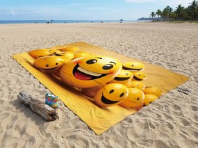 Prosop de plaja XXL cu uscare rapida HAPPINO galben 150 x 210 cm, 100% microfibra