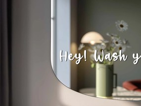 Autocolant pentru oglindă S32 – Hey! Wash your hands.