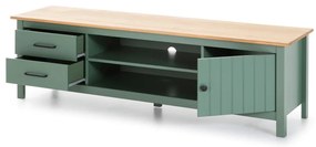 Masă TV verde/în culoare naturală din lemn masiv de pin 158x47 cm Miranda – Marckeric