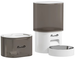 PawHut Set de hrană și distribuitor de apă pentru animale de companie, distribuitor pentru pisică și fontană de apă, alb | Aosom Romania