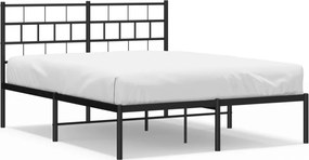 vidaXL Cadru de pat metalic cu tăblie, negru, 120x200 cm