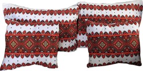 Set 4 perne decorative Casa Gino®, 2 perne 70X50, 2 perne 40X40, pentru living, bucatarie si dormitor, bumbac 100%, Motive traditionale si Rosu