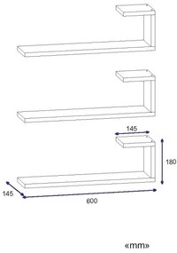 SET 3x raft de perete EMILY 18x60 cm alb