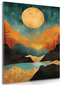 Tablou apus de soare abstract cu atingere de lux