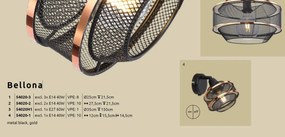 Aplica de perete/tavan metal negru/auriu BELLONA 2