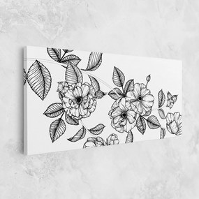 Tablou Canvas, 40x80cm, Dormitor si Living, Flori, Flori desenate, Roses Black Line