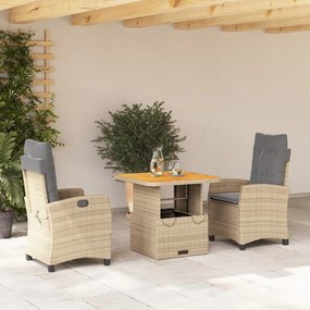 3277421 vidaXL Set mobilier de grădină cu perne, 3 piese, bej, poliratan