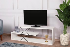 COMODA TV Zigzag, Alb - Gri - Galben - Stejar - Maro, 120 x 40 x 30 cm
