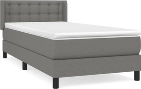vidaXL Pat box spring cu saltea, gri închis, 80x200 cm, textil
