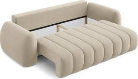 Canapea maro deschis extensibilă/cu spațiu de depozitare cu tapițerie din țesătură bouclé 266 cm Pele – Makamii