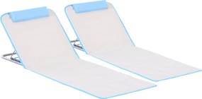 Outsunny Set 2 Șezlonguri de Plajă Pliabile cu Tetieră, Spătar Reglabil și Husă pentru Transport, 134x48x33-43 cm, Bej | Aosom Romania
