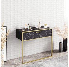 Consolă de perete POLKA, 76,8 x 90 cm, auriu/negru