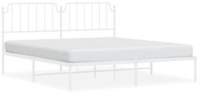 373940 vidaXL Cadru de pat metalic cu tăblie, alb, 180x200 cm