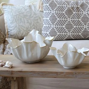 Bol decorativ din ceramica, cu margine canelată