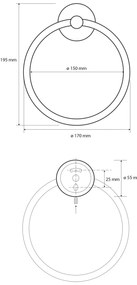 SAPHO XB402 X-Round Black suport pentru prosoaperotund, negru
