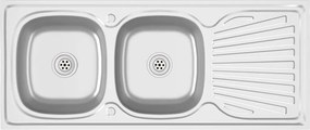 vidaXL Chiuvetă bucătărie cu 2 cuve, argintiu, 1200x500x155 mm, oțel