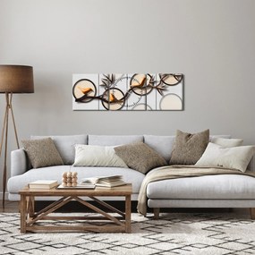 Tablou artistic - Păsărele pe creangă (cu ceas) (90x30 cm)