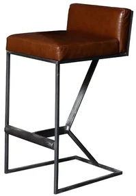 Scaun de bar, din piele naturala, Gordon
