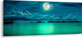 Tablou - Luna plină deasupra apei (120x50 cm)
