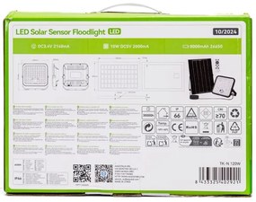 Proiector LED solar dimabil cu senzor Aigostar LED/120W/3,4V IP66 + telecomandă