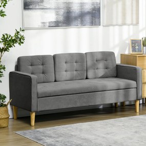 HOMCOM Canapea 3 Locuri Moderna din Tesatura Gri cu Compartiment de Depozitare | Aosom Romania