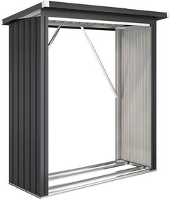 Outsunny Adăpost pentru Lemne din Oțel cu Bază Ridicată și Acoperiș Inclinat Gri | Aosom Romania