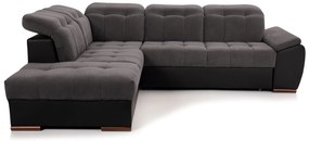 Colțar Extensibil ENZO, cu tetiere, varianta stânga/dreapta, 265x230x80 cm, Gri-Savoy-Negru-Cayenne / Stanga