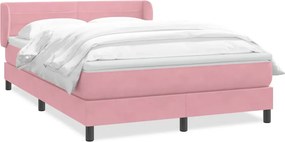 vidaXL Pat box spring cu saltea, roz, 160x220 cm, catifea
