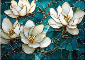 Tablou pe sticlă - Vitraliu cu magnolie (70x50 cm)