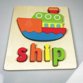 Puzzle din lemn pentru copii "Navă"