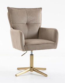 HR250CROSS Scaun Catifea Latte Bază Aurie