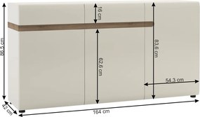 Comodă, albă strălucitoare HG/stejar sonoma închis, LYNATET TYP 40