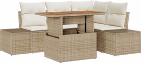 vidaXL Set de canapele pentru grădină 5 pcs Bej Rattan poli