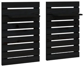 824772 vidaXL Rafturi noptiere de perete, 2 buc., negru, lemn masiv de pin