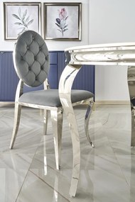 Masa rotunda Reginald marmura alba/argintiu ø120 cm