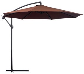 Outsunny Umbrela de Soare Suspendată, Umbrelă de Grădină Înclinabilă din Metal și Poliester, 295 x 295 x 255 cm, Cafea