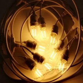 Lanț luminos de exterior 15xE27/10W/230V 15 m IP44 alb