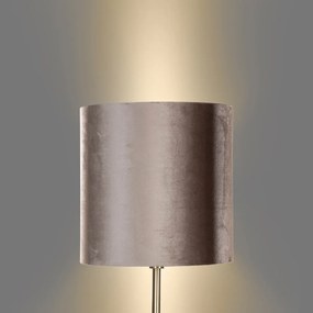 Lampă de podea din alamă cu abajur de catifea gri-maroniu 50cm - Simplo