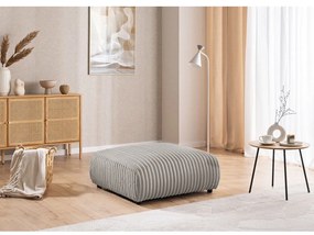 Taburet gri deschis cu tapițerie din catifea reiată Justin – Ropez