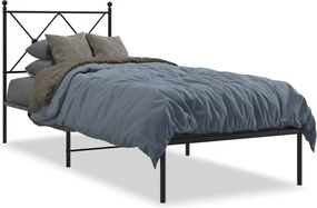 vidaXL Cadru de pat metalic cu tăblie, negru, 75x190 cm