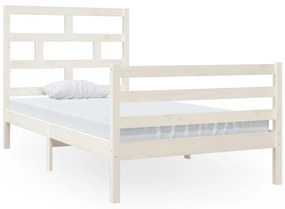 3101274 vidaXL Cadru de pat, alb, 100x200 cm, lemn masiv de pin