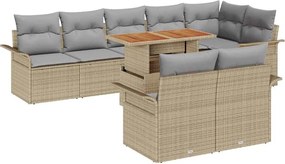 vidaXL Set de canapele pentru grădină 9 pcs Bej Rattan poli