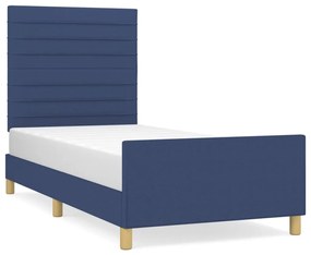3125096 vidaXL Cadru de pat cu tăblie, albastru, 80x200 cm, textil